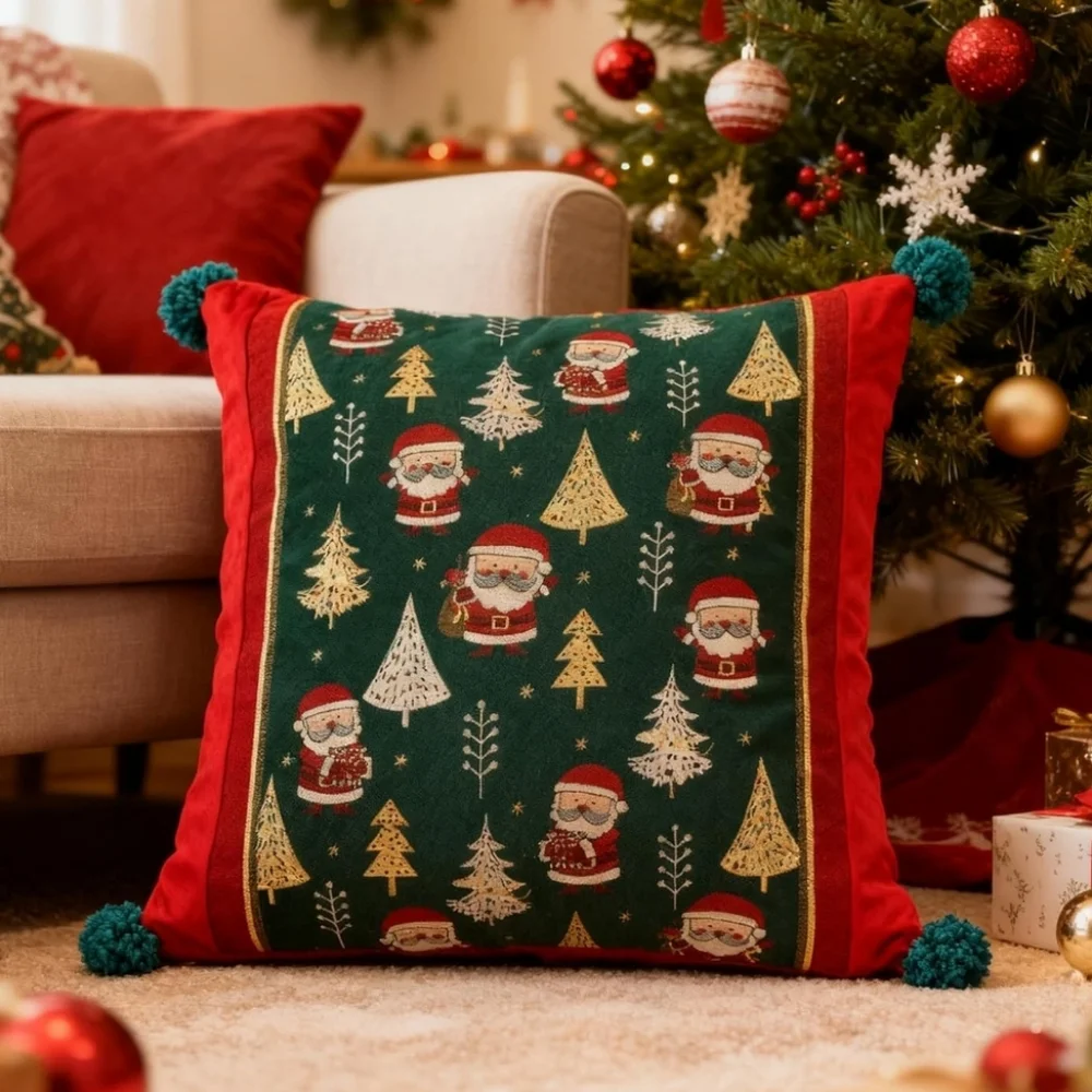 Christmas Pillow Covers 18 x 18 Inch, 3DEmbroidered Pillow Cover, 2PK